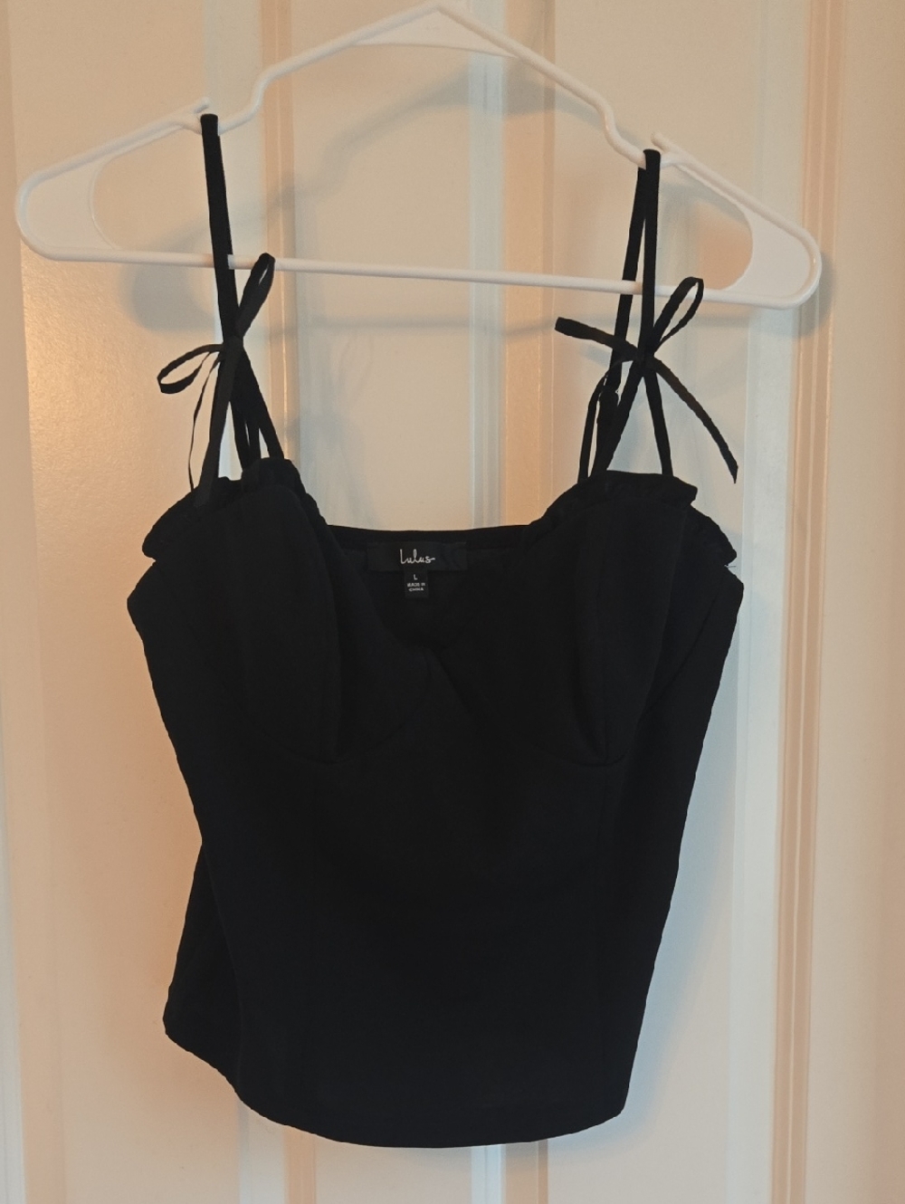 Lulu's Black Tie-Shoulder Top